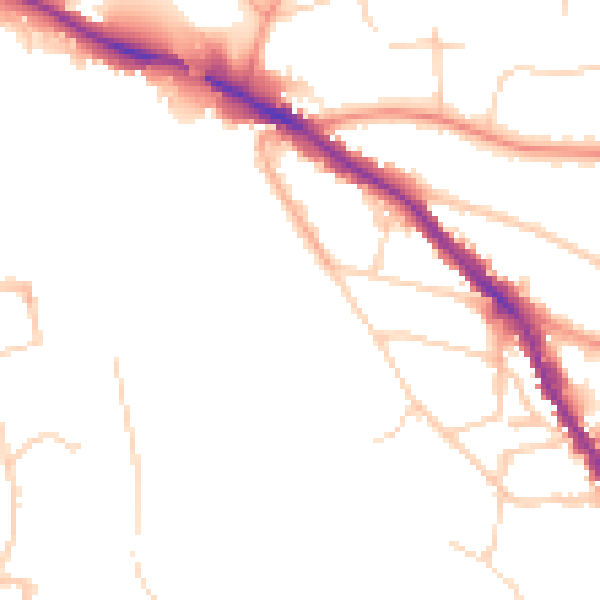 Daytime road noise heatmap for TN13 1ET