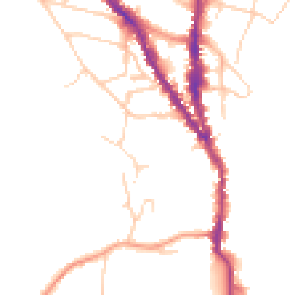 Daytime road noise heatmap for TN13 1JZ