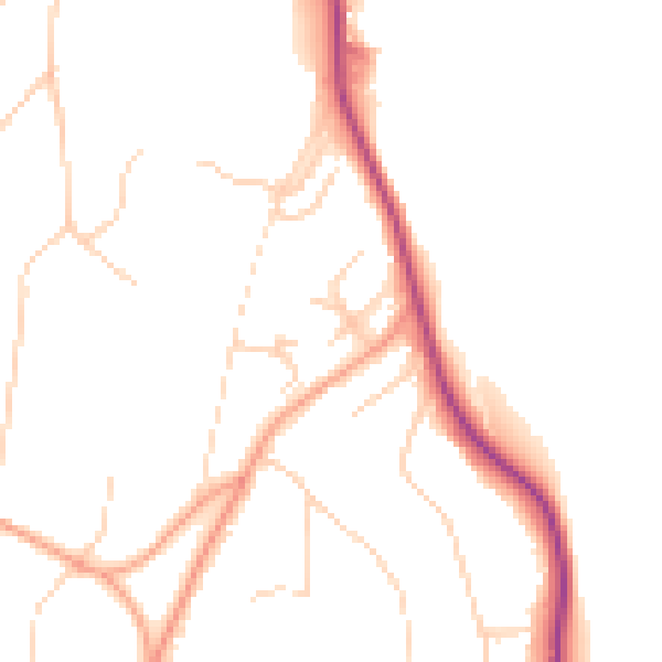 Daytime road noise heatmap for TN13 1QL