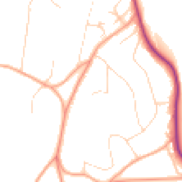 Daytime road noise heatmap for TN13 1QX