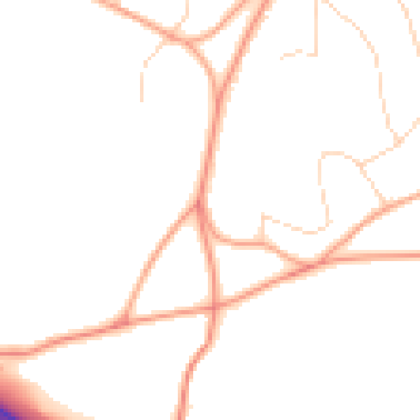 Daytime road noise heatmap for TN13 1QZ