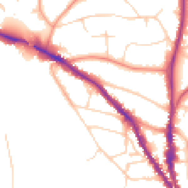 Daytime road noise heatmap for TN13 1XH