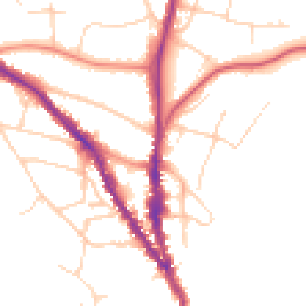 Daytime road noise heatmap for TN13 1XJ