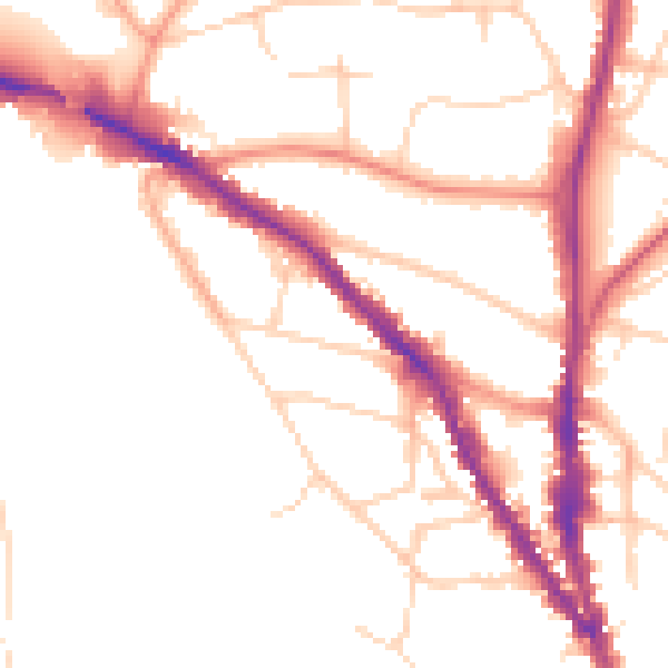 Daytime road noise heatmap for TN13 1XT