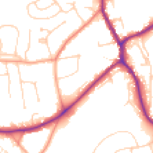 Daytime road noise heatmap for TN13 2AY