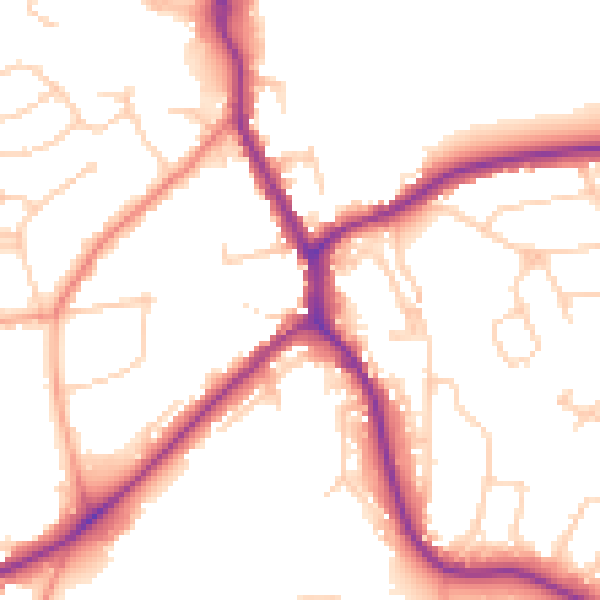 Daytime road noise heatmap for TN13 2BH