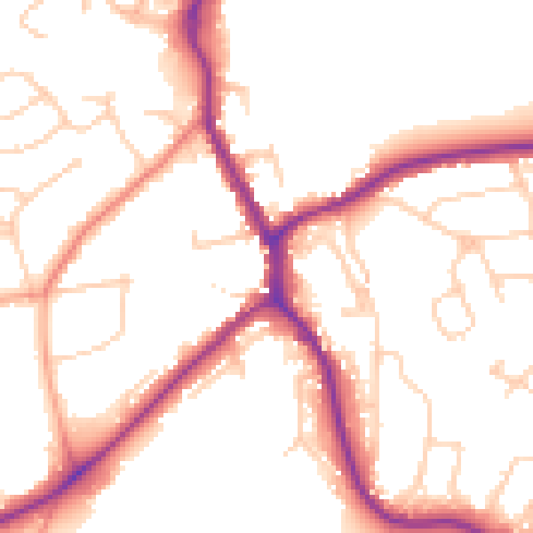 Daytime road noise heatmap for TN13 2BJ