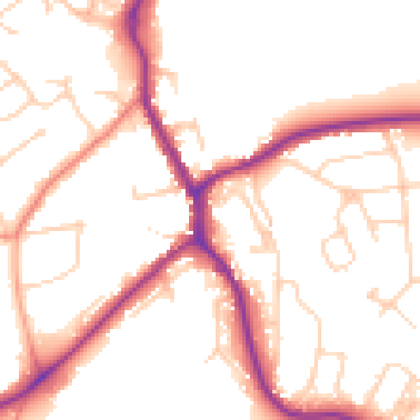 Daytime road noise heatmap for TN13 2BS