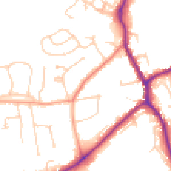 Daytime road noise heatmap for TN13 2DY