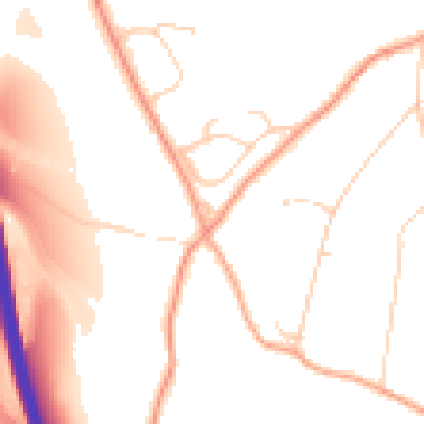 Daytime road noise heatmap for TN13 2JQ
