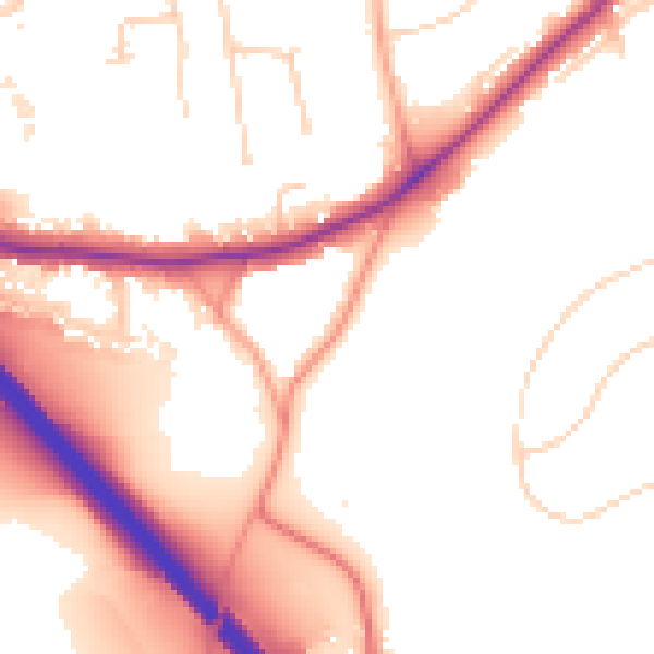 Daytime road noise heatmap for TN13 2PP
