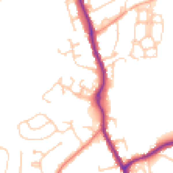 Daytime road noise heatmap for TN13 2QU