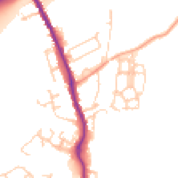 Daytime road noise heatmap for TN13 2QZ