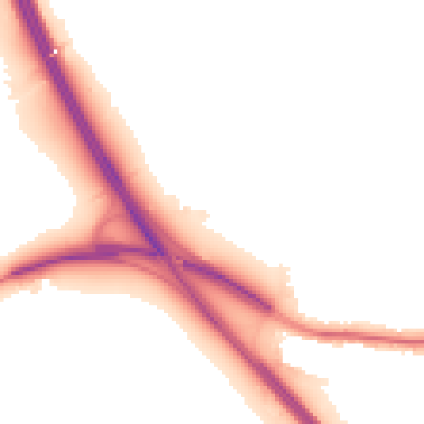 Night-time road noise heatmap for TN13 2SF