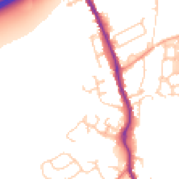 Daytime road noise heatmap for TN13 2UA