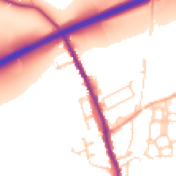 Daytime road noise heatmap for TN13 2UB