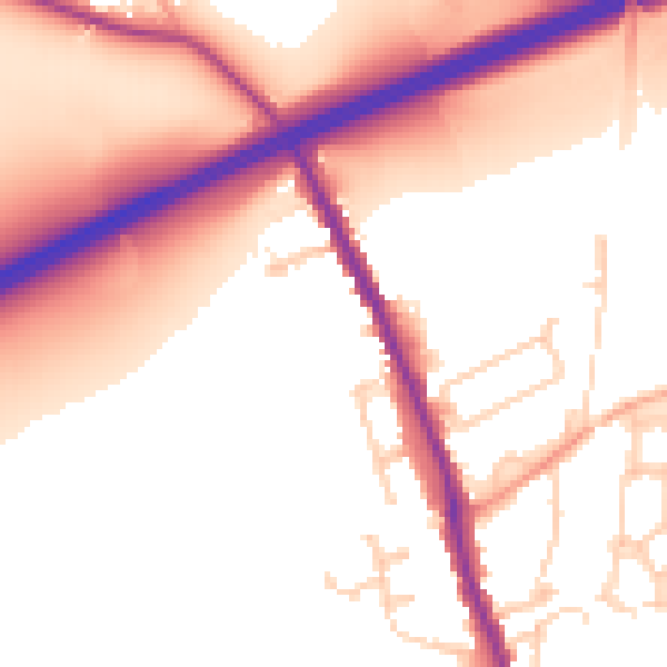 Daytime road noise heatmap for TN13 2UN