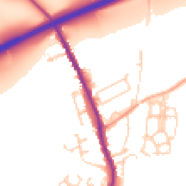 Daytime road noise heatmap for TN13 2UT