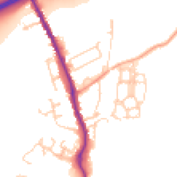 Daytime road noise heatmap for TN13 2XA