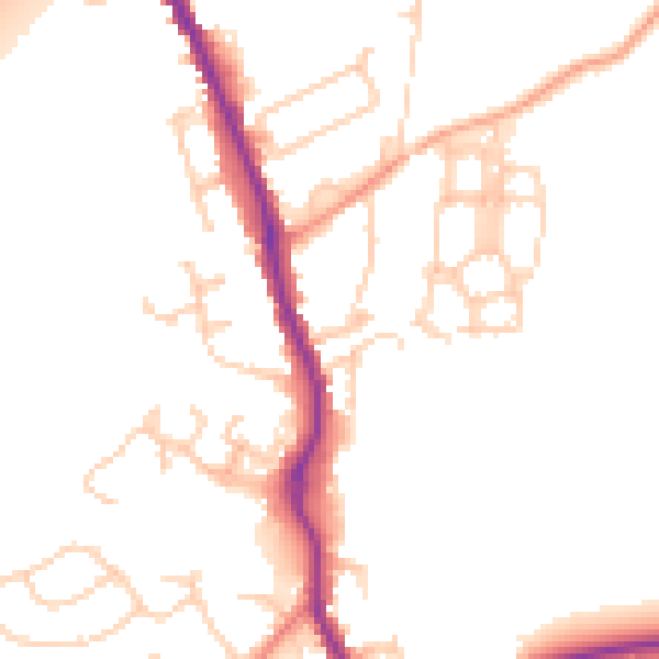 Daytime road noise heatmap for TN13 2XN