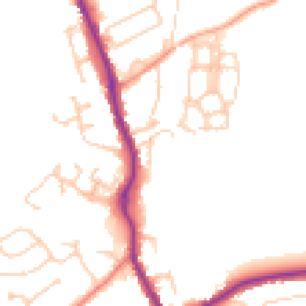Daytime road noise heatmap for TN13 2XR