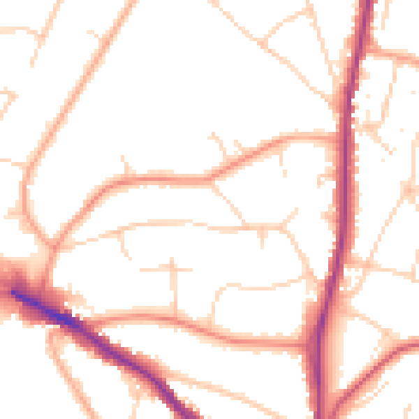 Daytime road noise heatmap for TN13 3BA