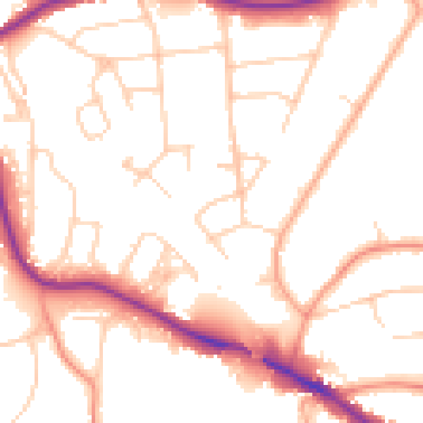 Daytime road noise heatmap for TN13 3JA