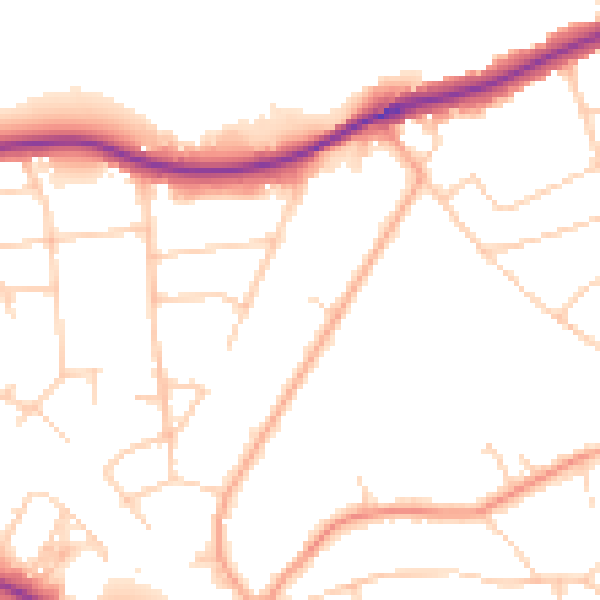 Daytime road noise heatmap for TN13 3LA