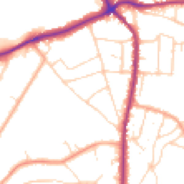 Daytime road noise heatmap for TN13 3LS