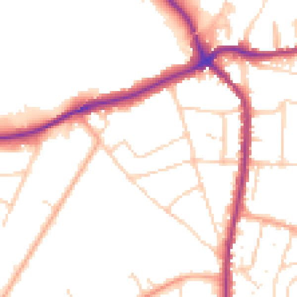 Daytime road noise heatmap for TN13 3ND