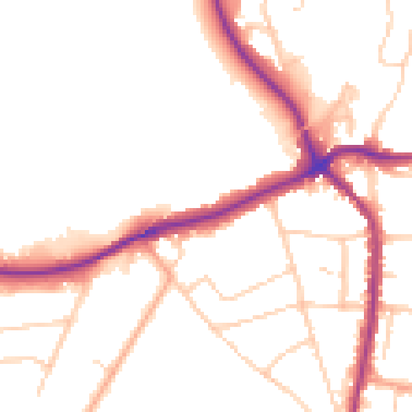 Daytime road noise heatmap for TN13 3QL