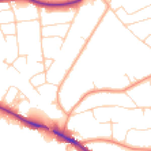 Daytime road noise heatmap for TN13 3YE