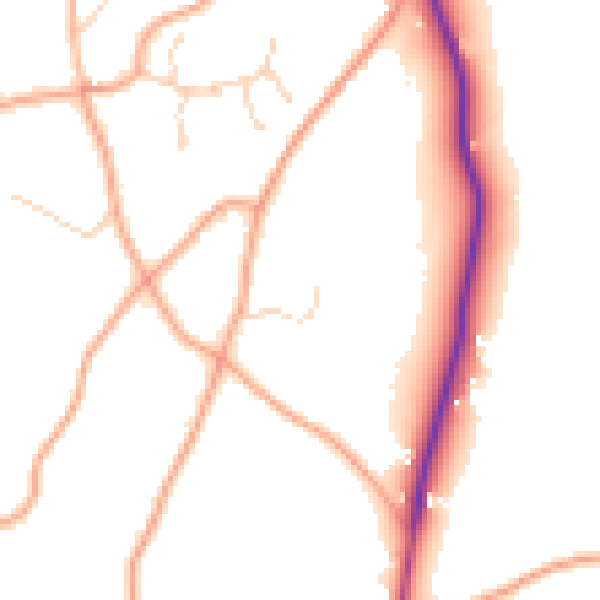 Daytime road noise heatmap for TN15 9BJ