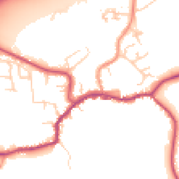 Daytime road noise heatmap for TN16 1AB