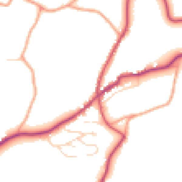 Daytime road noise heatmap for TN17 1AD