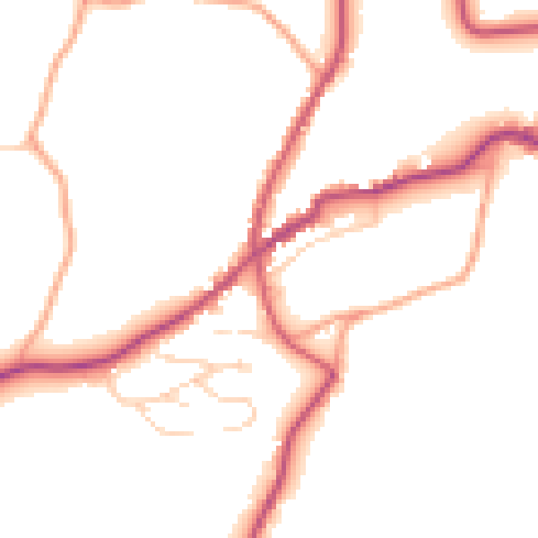 Daytime road noise heatmap for TN17 1AE