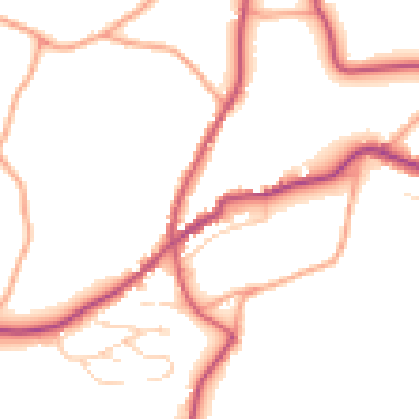 Daytime road noise heatmap for TN17 1AJ