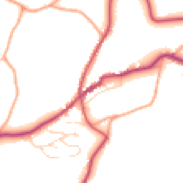 Daytime road noise heatmap for TN17 1AL