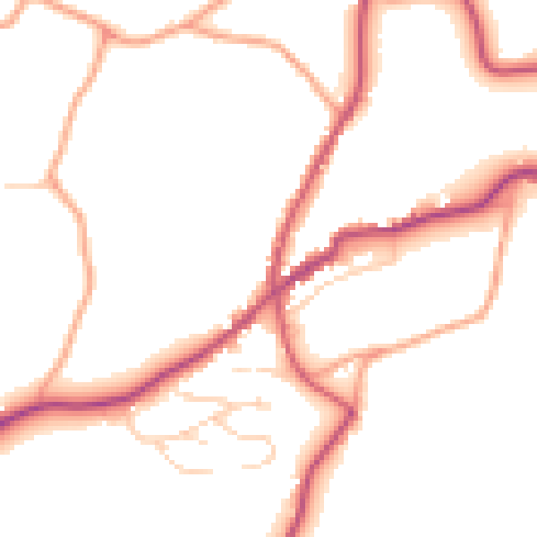 Daytime road noise heatmap for TN17 1AQ
