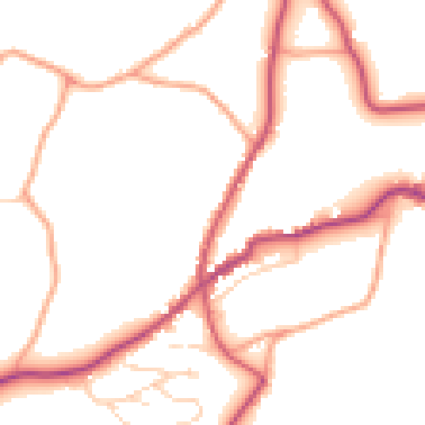 Daytime road noise heatmap for TN17 1AS