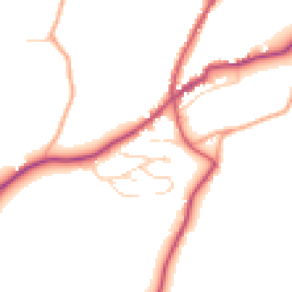 Daytime road noise heatmap for TN17 1AU