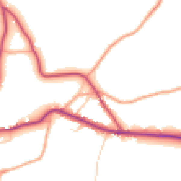 Daytime road noise heatmap for TN17 1AW