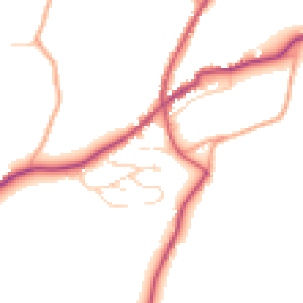 Daytime road noise heatmap for TN17 1AZ