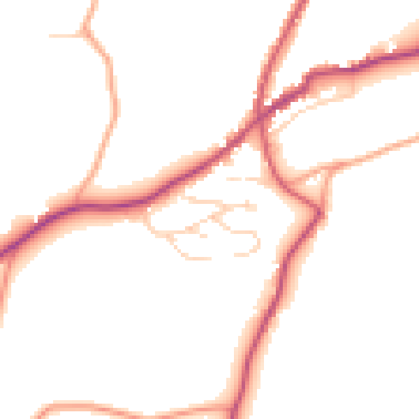 Daytime road noise heatmap for TN17 1BB