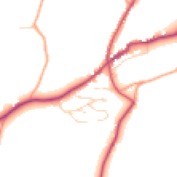 Daytime road noise heatmap for TN17 1BD