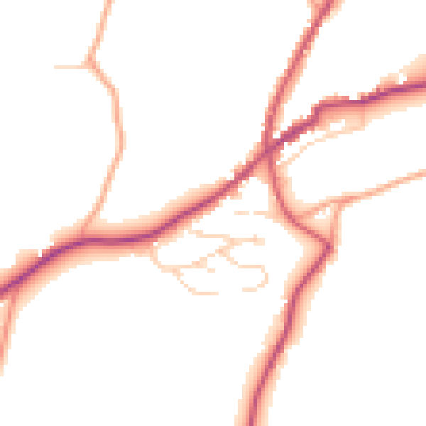 Daytime road noise heatmap for TN17 1BE