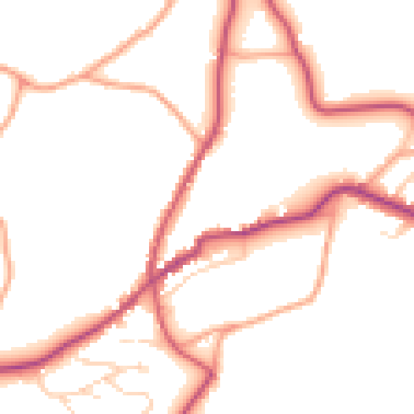 Daytime road noise heatmap for TN17 1BJ
