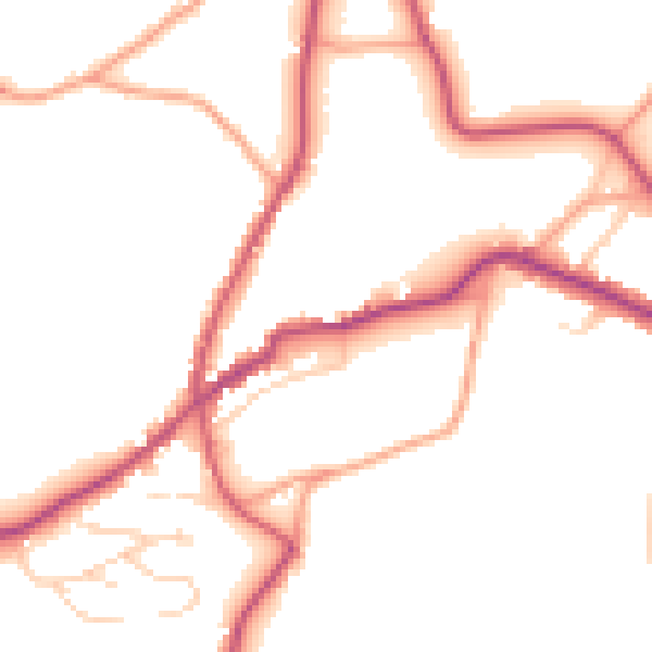 Daytime road noise heatmap for TN17 1BL