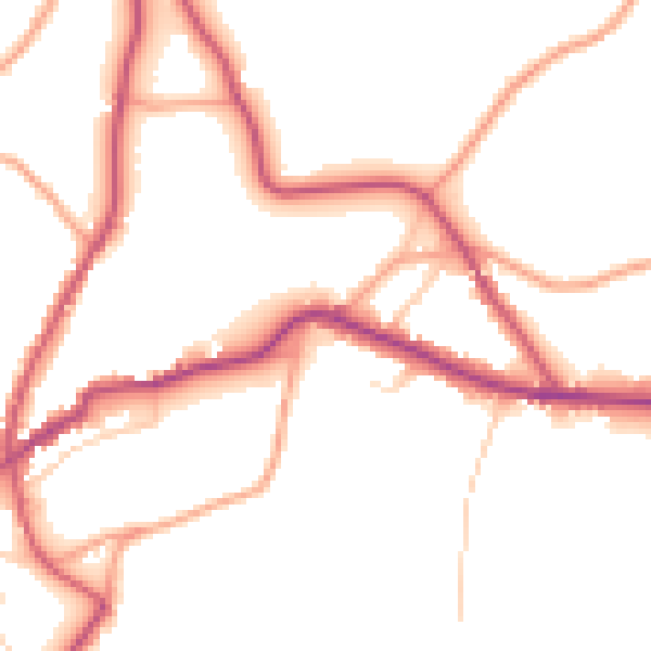 Daytime road noise heatmap for TN17 1BS