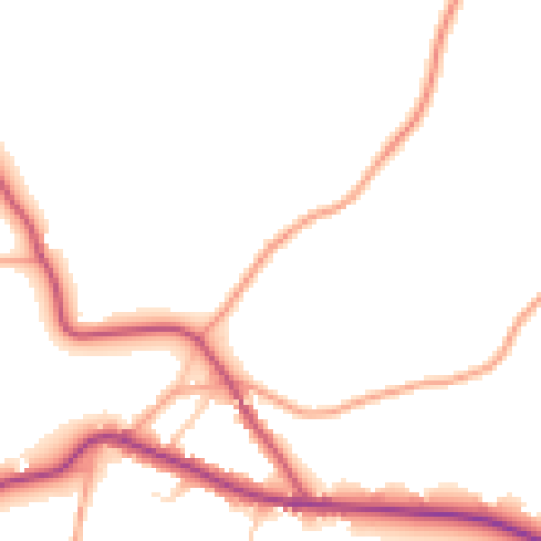 Daytime road noise heatmap for TN17 1DA